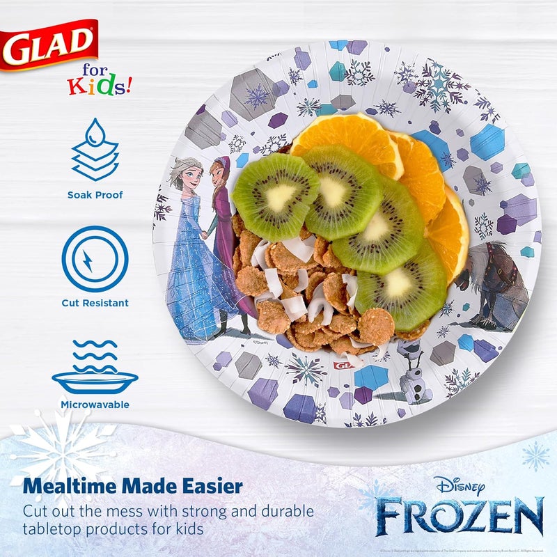 Glad for Kids Disney Frozen Disposable Paper Bowls, Anna and Elsa - Heavy Duty, Soak Proof, Microwavable, Kid-Friendly Snack Bowls for Everyday Use, 12 Ounce, 40 Count - Image 4